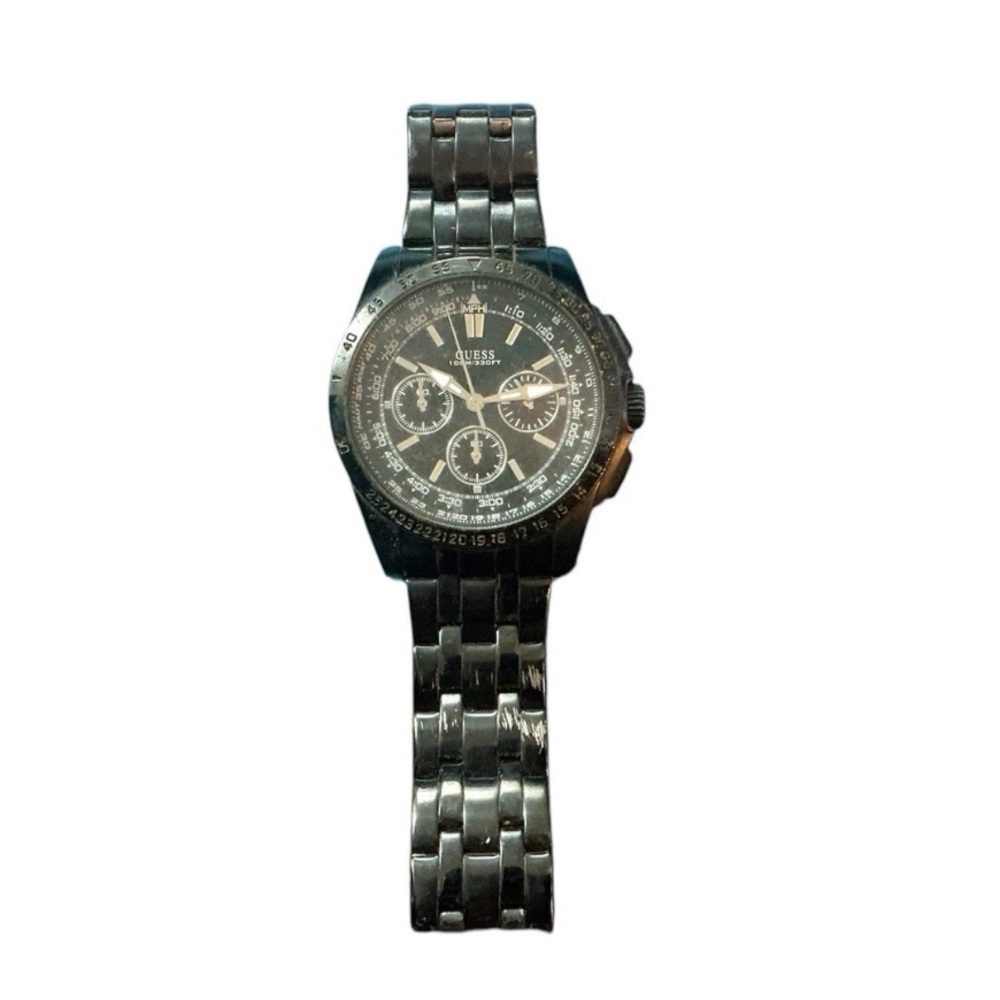 Guess Mens U17521G1 Black Stainless-Steel WaterPro  100 Meters Japan Mov’t Watch
